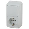 Блок розетка+выключатель вертикальный  IP20 белый Intro Quadro