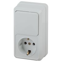 Блок розетка+выключатель вертикальный  IP20 белый Intro Quadro