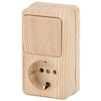 Блок розетка+выкл вертикальный 10(16)А IP20 сосна Intro Quadro