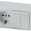 Блок розетка+выкл двойной горизонтальный 10(16)А-250В, IP20, ОУ, белый Intro Quadro