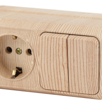 Блок розетка+выкл двойной горизонтальный 10(16)А IP20 сосна Intro Quadro