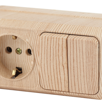 Блок розетка+выкл двойной горизонтальный 10(16)А IP20 сосна Intro Quadro