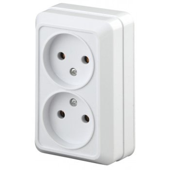 Розетка 2-ая без заземления белый Intro Quadro