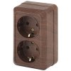 Розетка 2-ая с заземлением венге Intro Quadro