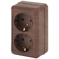 Розетка 2-ая с заземлением венге Intro Quadro