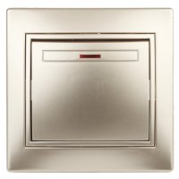 Выключатель 1кл подсв шампань Intro Plano