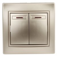 Выключатель 2кл подсв шампань Intro Plano