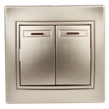 Выключатель 2кл подсв шампань Intro Plano