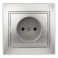 Розетка Intro Plano 1-ая б/з алюминий (10)
