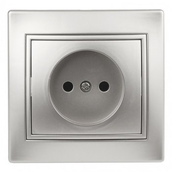 Розетка Intro Plano 1-ая б/з алюминий (10)