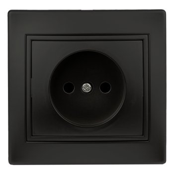 Розетка 1-ая без заземления антрацит Intro Plano
