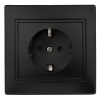 Розетка 1-ая с заземлением антрацит Intro Plano