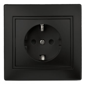 Розетка 1-ая с заземлением антрацит Intro Plano