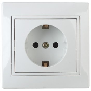 Розетка 1-ая с заземлением з/ш белый Intro Plano