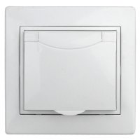 Розетка 1-ая с заземлением крышка белый Intro Plano