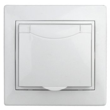 Розетка 1-ая с заземлением крышка белый Intro Plano