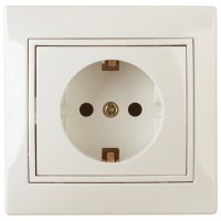 Розетка 1-ая с заземлением слоновая кость Intro Plano