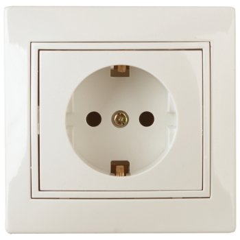Розетка 1-ая с заземлением слоновая кость Intro Plano