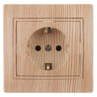 Розетка Intro Plano 1-ая с заземлением сосна (10)