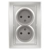 Розетка 2-ая без заземления алюминий Intro Plano
