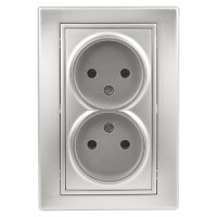Розетка 2-ая без заземления алюминий Intro Plano