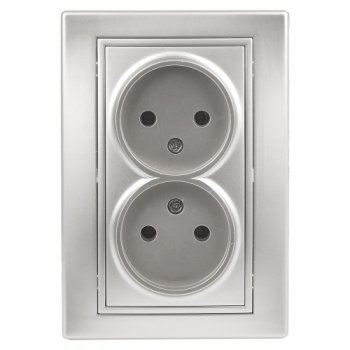 Розетка 2-ая без заземления алюминий Intro Plano