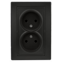 Розетка 2-ая без заземления антрацит Intro Plano