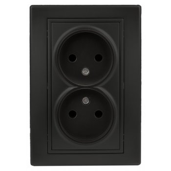 Розетка 2-ая без заземления антрацит Intro Plano