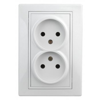 Розетка Intro Plano 2-ая без заземления белый (10)