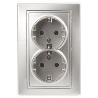 Розетка Intro Plano 2-ая с/з алюминий (10)