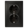 Розетка 2-ая с заземлением антрацит Intro Plano