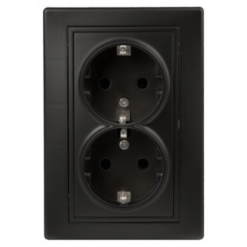 Розетка 2-ая с заземлением антрацит Intro Plano