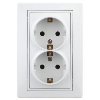 Розетка 2-ая с заземлением белый Intro Plano
