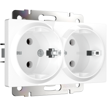 Механизм розетки Werkel 2-ая с заземлением белый (10)