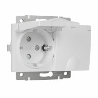 Механизм розетки Werkel 2-ая с заземлением шторки крышка IP44 белый (10)