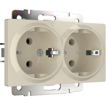 Механизм розетки Werkel 2-ая с заземлением слоновая кость (10)