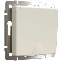 Механизм розетки Werkel 2-ая с заземлением шторки крышка IP44 айвори матовый (10)