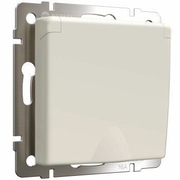 Механизм розетки Werkel 2-ая с заземлением шторки крышка IP44 айвори матовый (10)