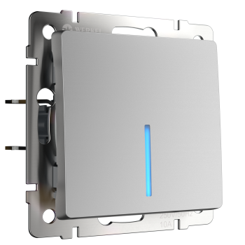 Механизм выключателя Werkel 1кл проходной подсветка серебро (10)