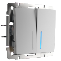 Механизм выключателя Werkel 2кл проходной подсвет серебро (10)