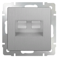 Механизм розетки Werkel RJ11+RJ45 серебряный рифлёный (10)