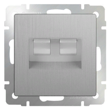 Механизм розетки Werkel RJ11+RJ45 серебряный рифлёный (10)