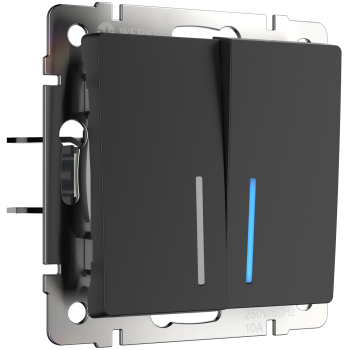 Механизм выключателя Werkel 2кл подсветка чёрный матовый (10)