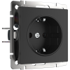 Механизм розетки Werkel 1-ая с заземлением чёрный матовый (10)