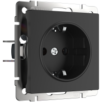 Механизм розетки Werkel 1-ая с заземлением чёрный матовый (10)