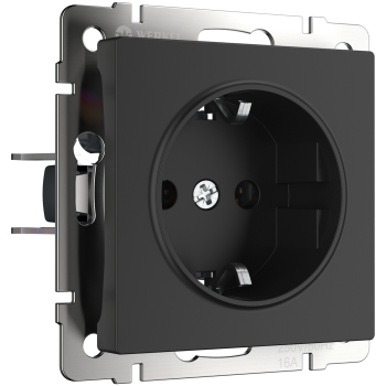Механизм розетки Werkel 1-ая с заземлением чёрный матовый (10)