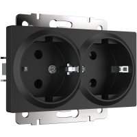 Механизм розетки Werkel 2-ая с заземлением чёрный матовый (10)