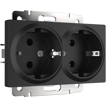 Механизм розетки Werkel 2-ая с заземлением чёрный матовый (10)
