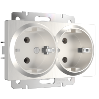 Механизм розетки Werkel 2-ая с заземлением перламутровый рифлёный (10)