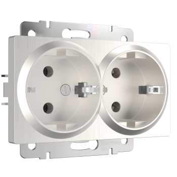 Механизм розетки Werkel 2-ая с заземлением перламутровый рифлёный (10)